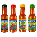 Chiletico Caribbean Hot Sauce Variety Pack - 4-Pack Sampler (Mild, Medium, Hot, Extra Hot) - Authentic Costa Rican Flavor - 4.9 oz Bottles - Total Net