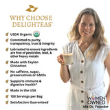 DelighTeas Organic Masala Chai Powder | Caffeine free, Unsweetened, Vegan, Keto | Ayurvedic Digestive Support blend for Chai Spice Tea | 100 Servings