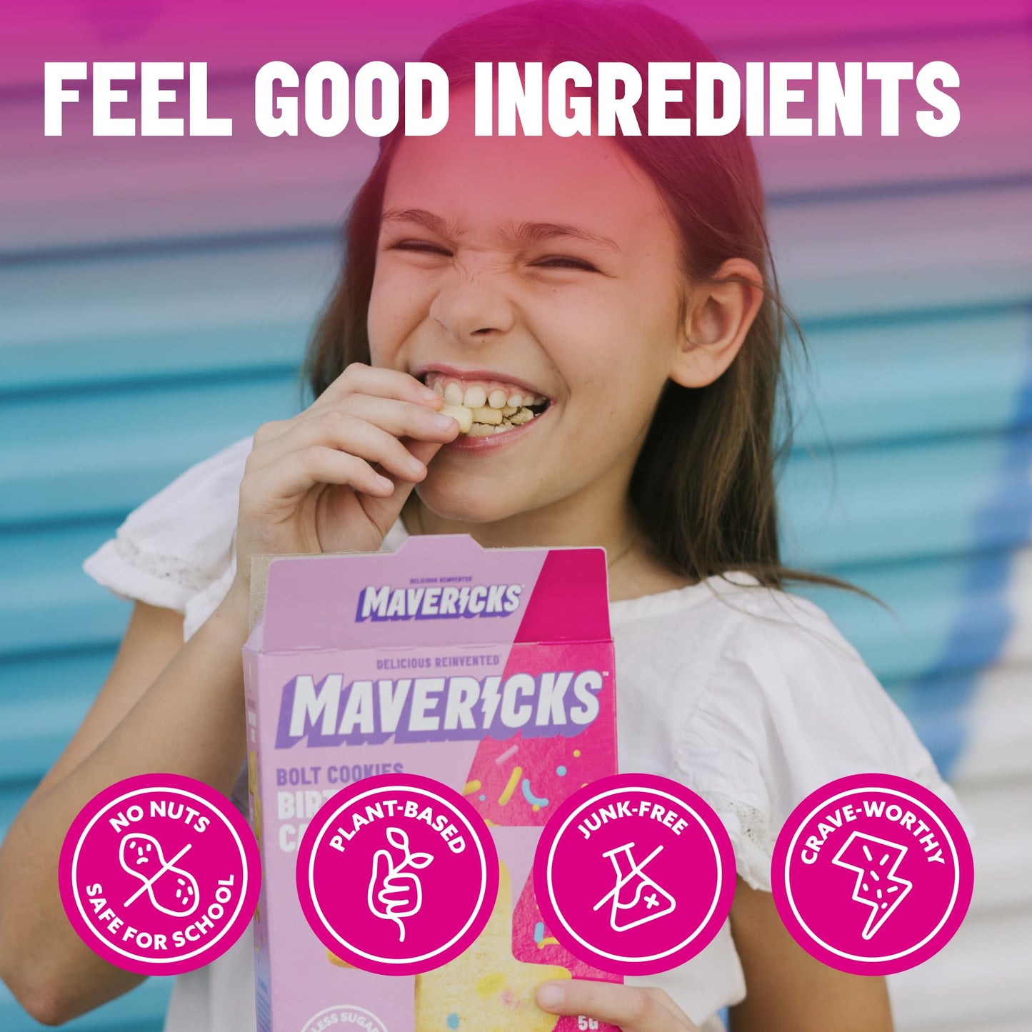 Mavericks Snacks Bolt Cookies Variety Pack - Healthy Plant-Based Snacks for Kids - Low-Calorie Chocolate Chip, Double Chocolate & Birthday Cake