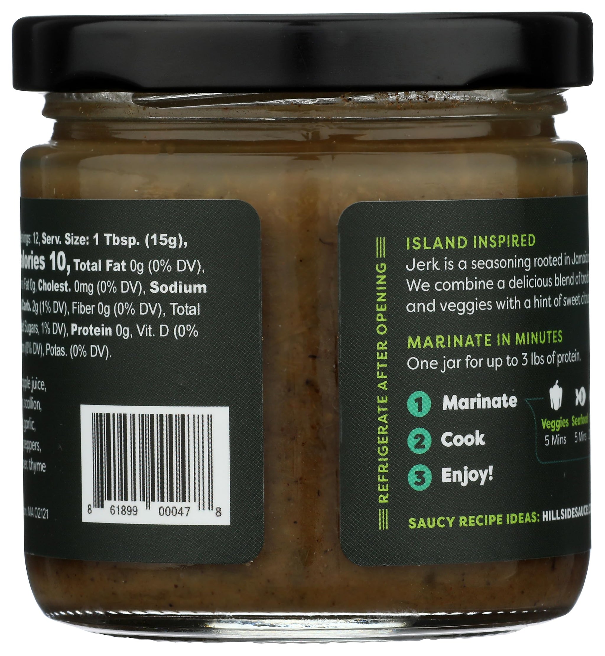 Hillside Harvest - Jamaican Jerk Marinade, Gourmet, Handcrafted, Spice and Sweet Citrus with Allspice, Black Pepper & Cinnamon, Mild Heat Level, 6.5