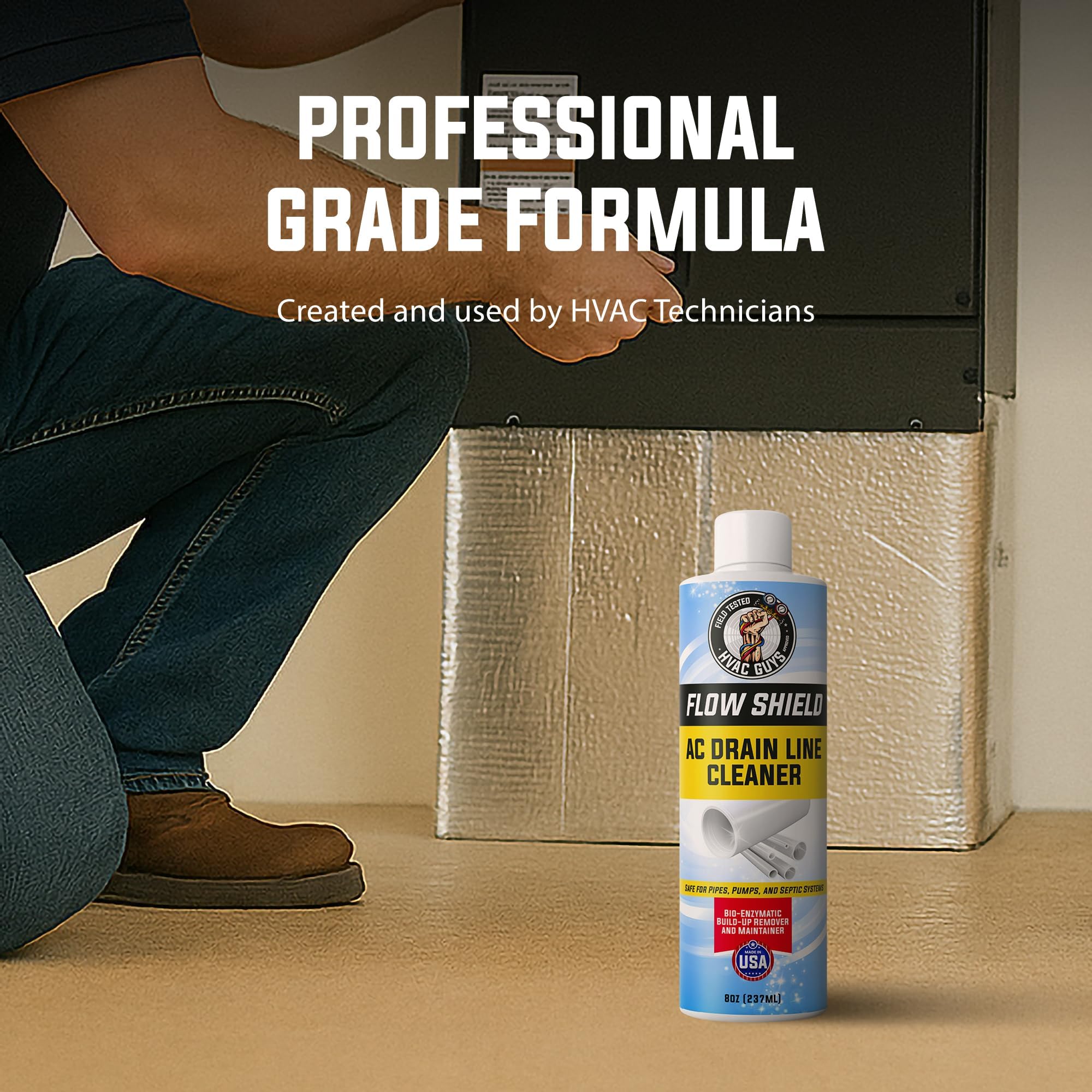 AC Drain Line Cleaner | Prevent Buildup and Overflow | 8oz - Up to 3 Months of Protection | Fast Acting & Long Lasting Bio-Enzymatic Formula