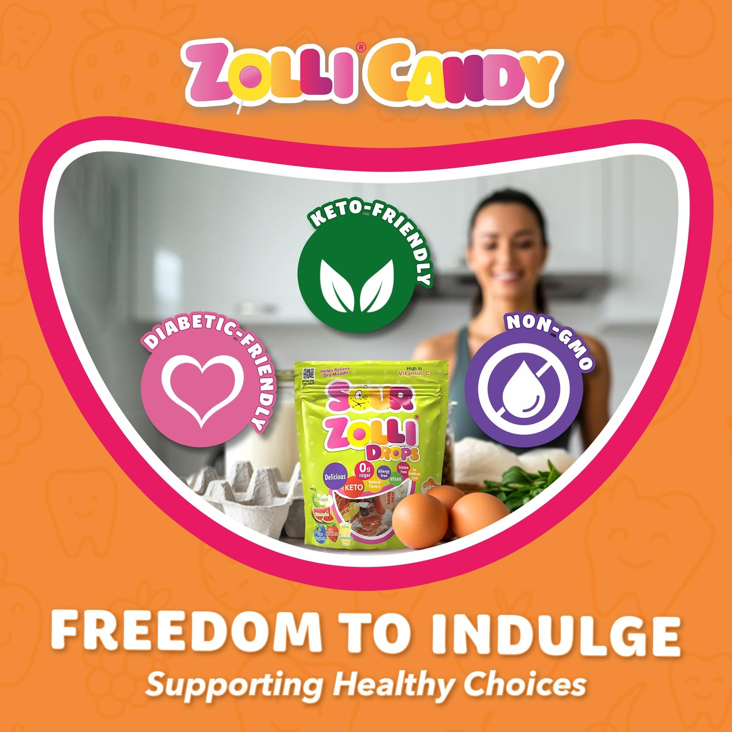 Zollipops Sour Drops, Sugar Free Candy with Xylitol, Dye-Free Hard Candy Drops - Keto & Diabetic-Friendly, Dentist-Approved Treats for Kids (Natural