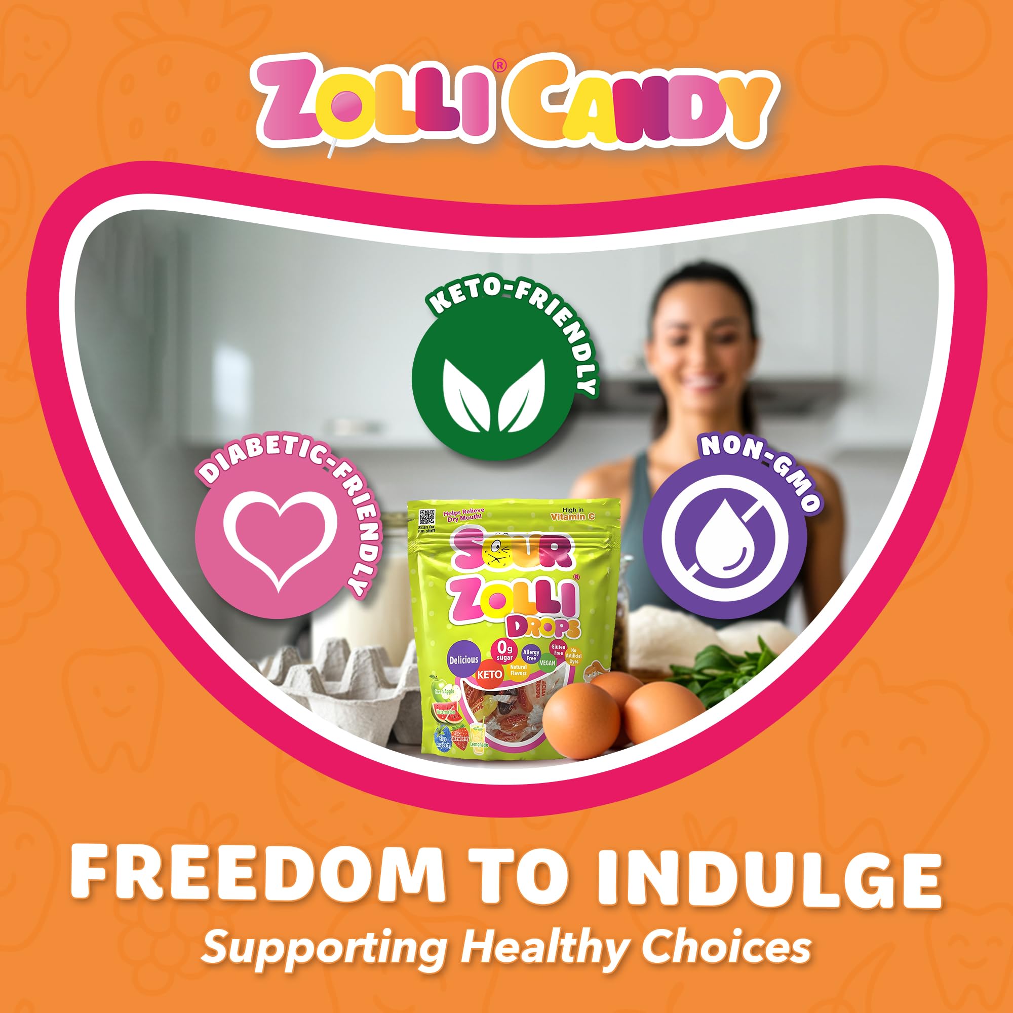 Zollipops Sour Drops, Sugar Free Candy with Xylitol, Dye-Free Hard Candy Drops - Keto & Diabetic-Friendly, Dentist-Approved Treats for Kids (Natural