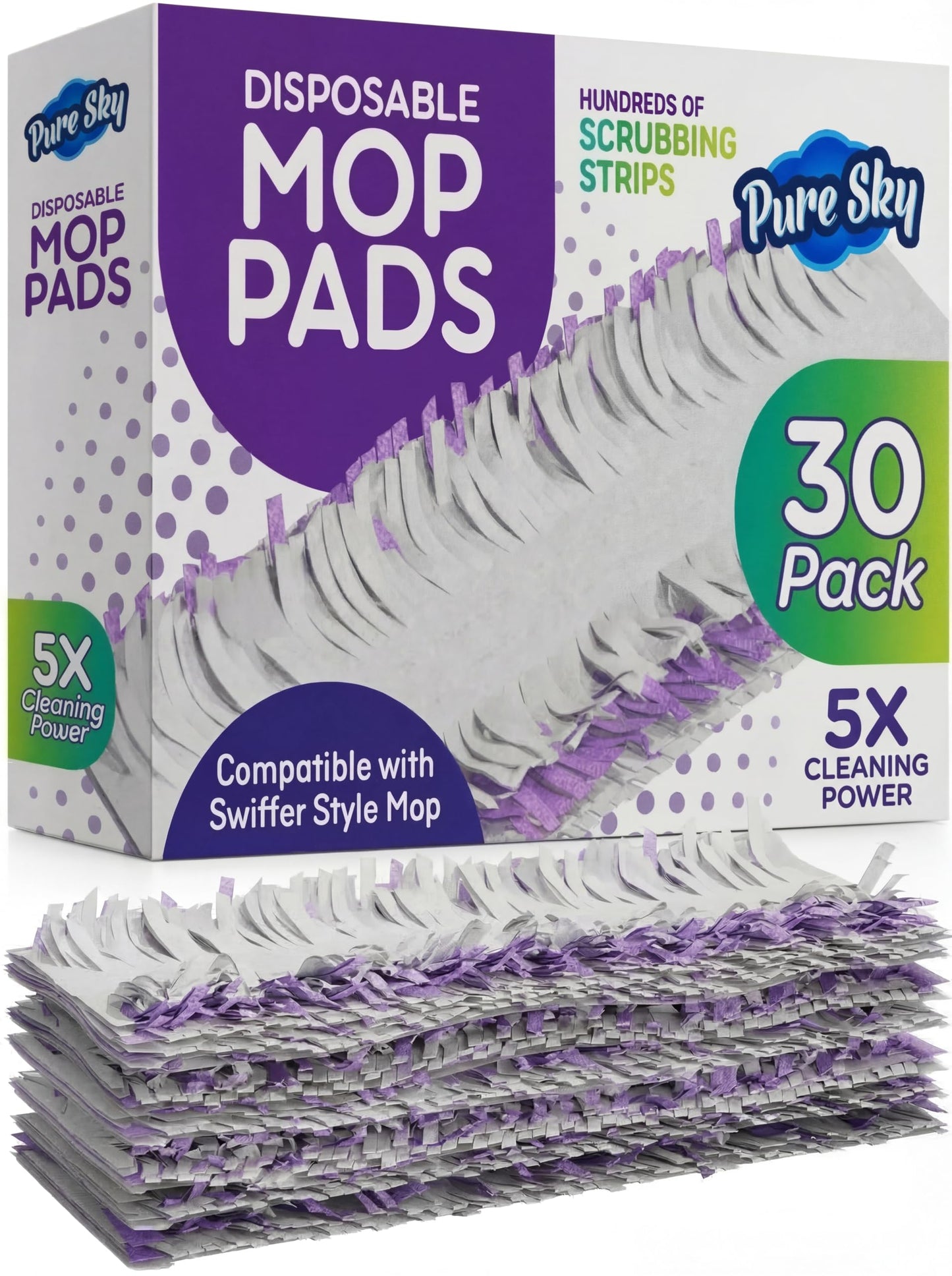 30 Pack Power Mop Refills, Pads for Swiffer PowerMop - Upgraded Design with Full Width, Improved Absorbent Layer, 5X Cleaning - Heavy Duty Replacement