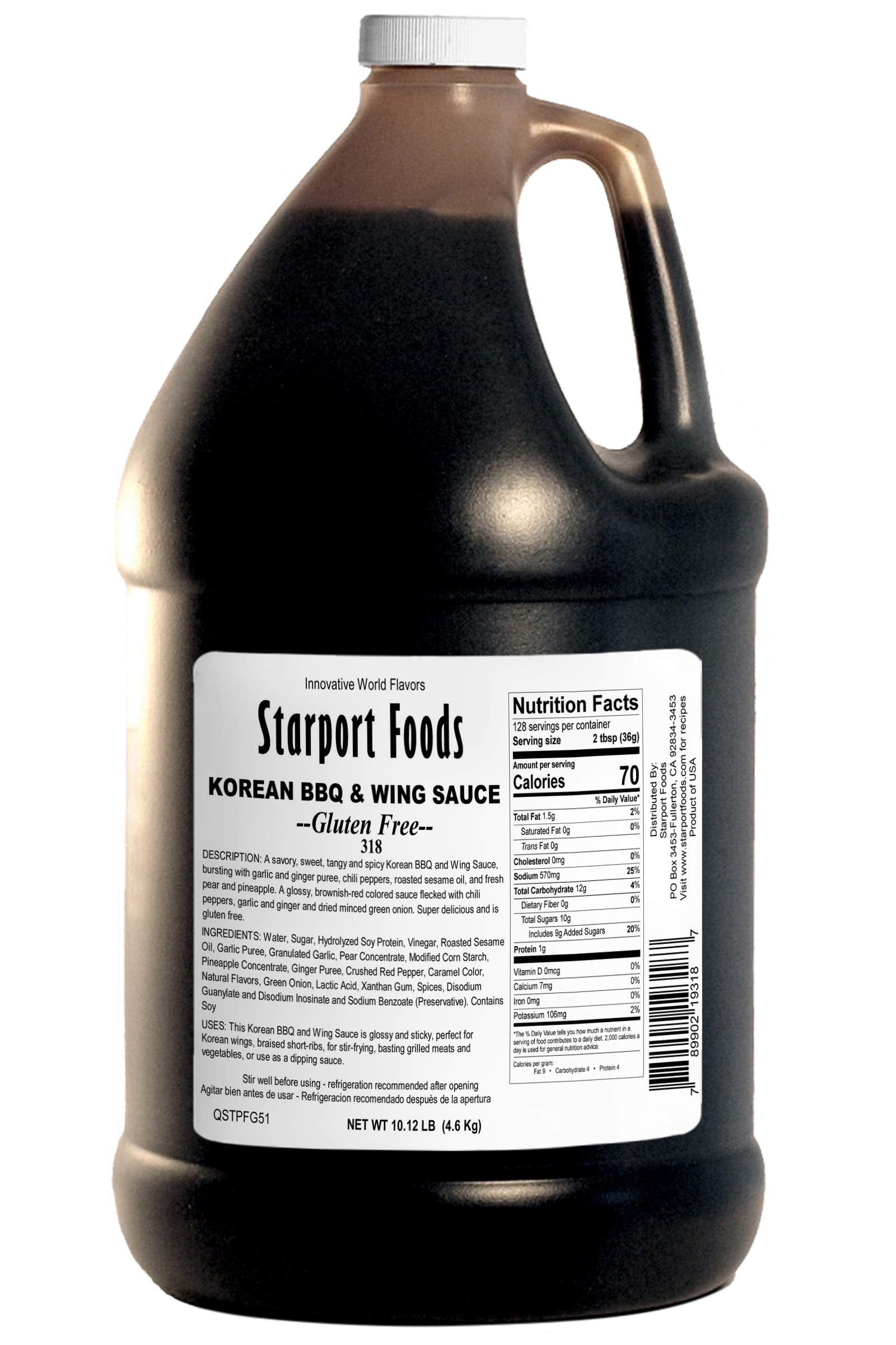 Starport Foods Korean BBQ & Wing Sauce, Gluten Free, Vegetarian, 1 gallon, NET WT 10.12 LB, (162 OZ)