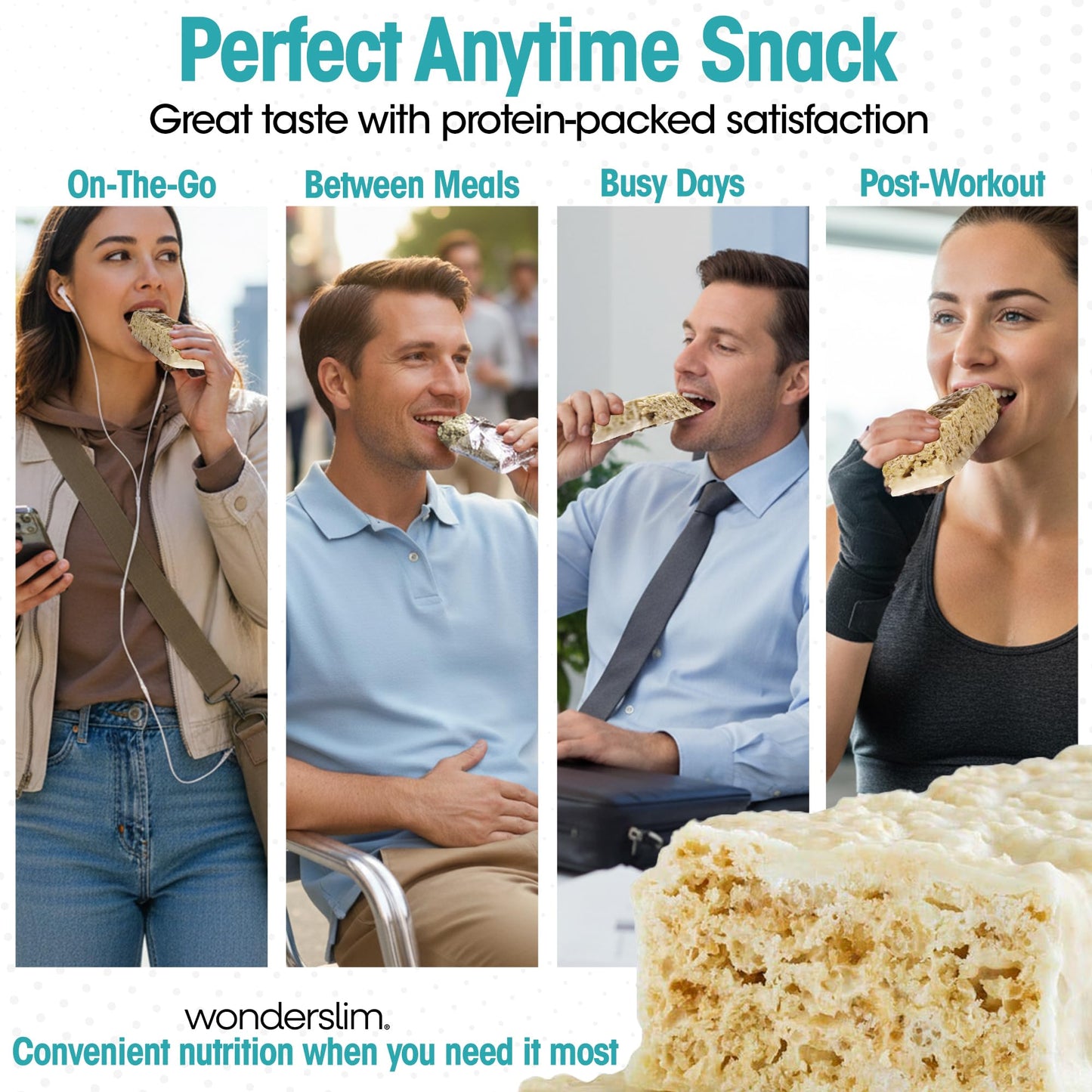 Wonderslim High Fiber Protein Bars, Fluffy Vanilla Crisp | 15g Protein, 6g Fiber | Low Sugar, Low Carb | Healthy Indulgence | Satisfying, Supports