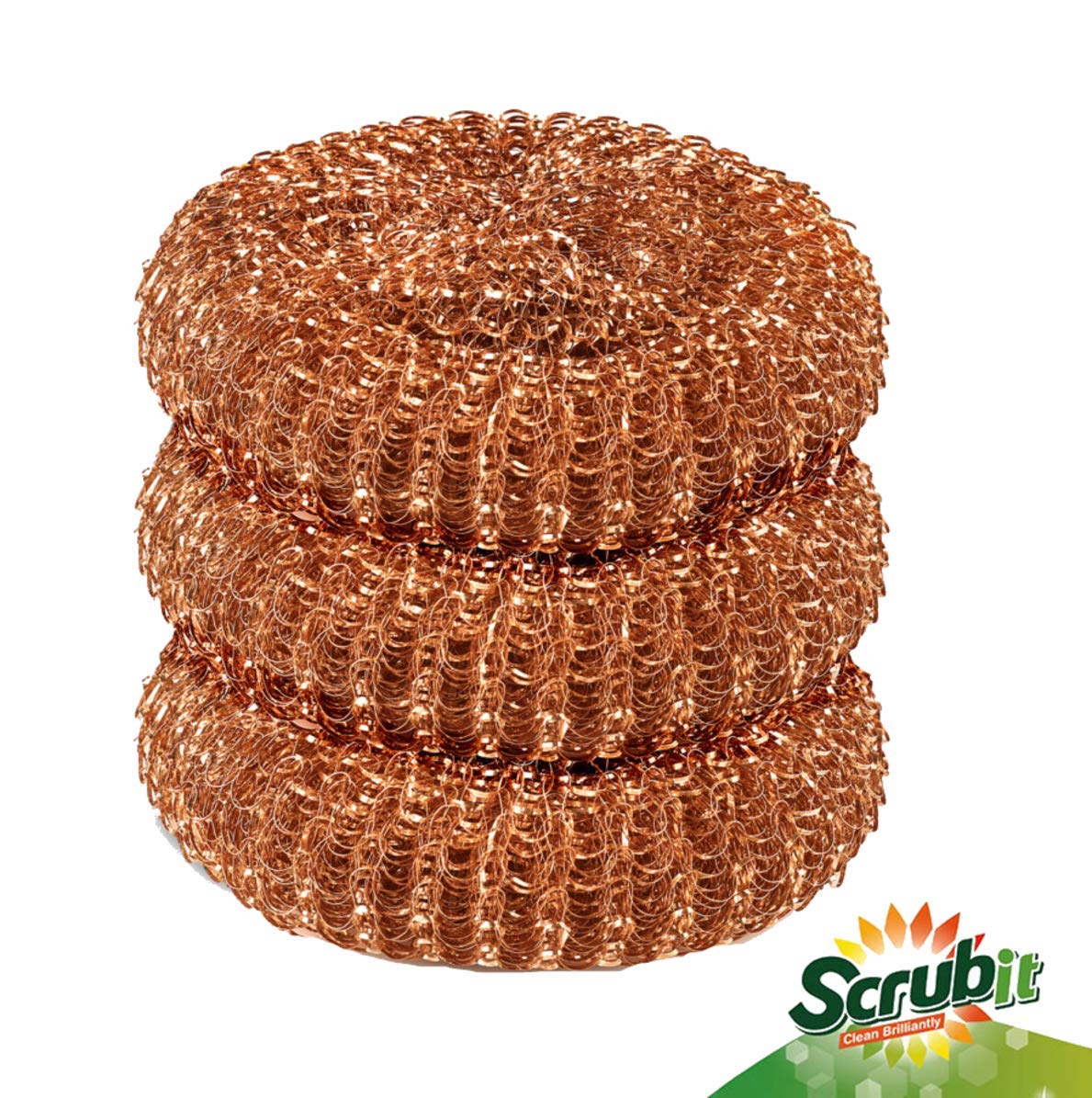 12 Pack Copper Coated Scourers by SCRUBIT - Scrubber Pad Used for Dishes, Pots, Pans, and Ovens. Easy scouring for Tough Kitchen Cleaning.