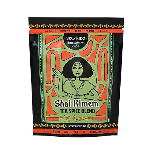 Brundo Ethiopian Spice Company Shai Kimem | Traditional Ethiopia Tea Spice Blend | Crafted and Imported from Ethiopia | Mix of Cinanmon, Green