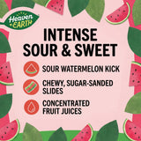 Heaven & Earth Watermelon Sour Slides Candy, 2.8 oz (6 Pack) | Sour Belts | Natural Flavors, No Artificial Colors | Made with Real Fruit Juice |