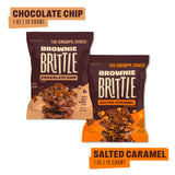 Brownie Brittle - Chocolate Chip & Salted Caramel Thin and Crispy Sweet Snacks (Pack of 20, 1 oz), Rich Gourmet Brownie Bites Dessert