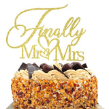 Finally Mr & Mrs Cake Topper,Wedding Anniversary Bridal Shower Party Decorations,Romantic Wedding Party Decorative Cake Toppers (golden)