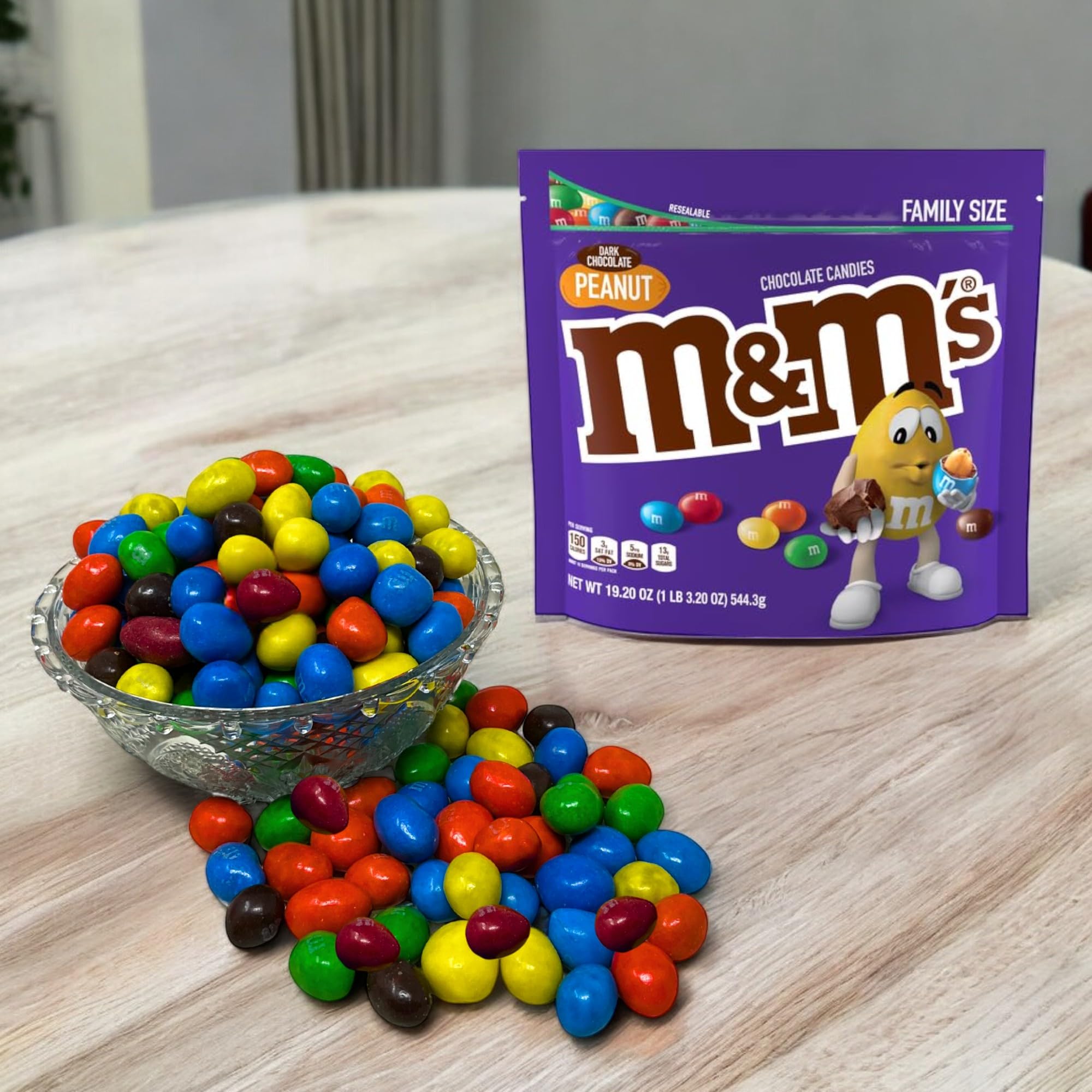 ASSORTIT X M&M'S Collab Dark Chocolate Peanut M&M's 18-Oz Resealable Bulk Family Share Size Pouches Bulk (2-Pack) - Perfect for Snacking, Baking