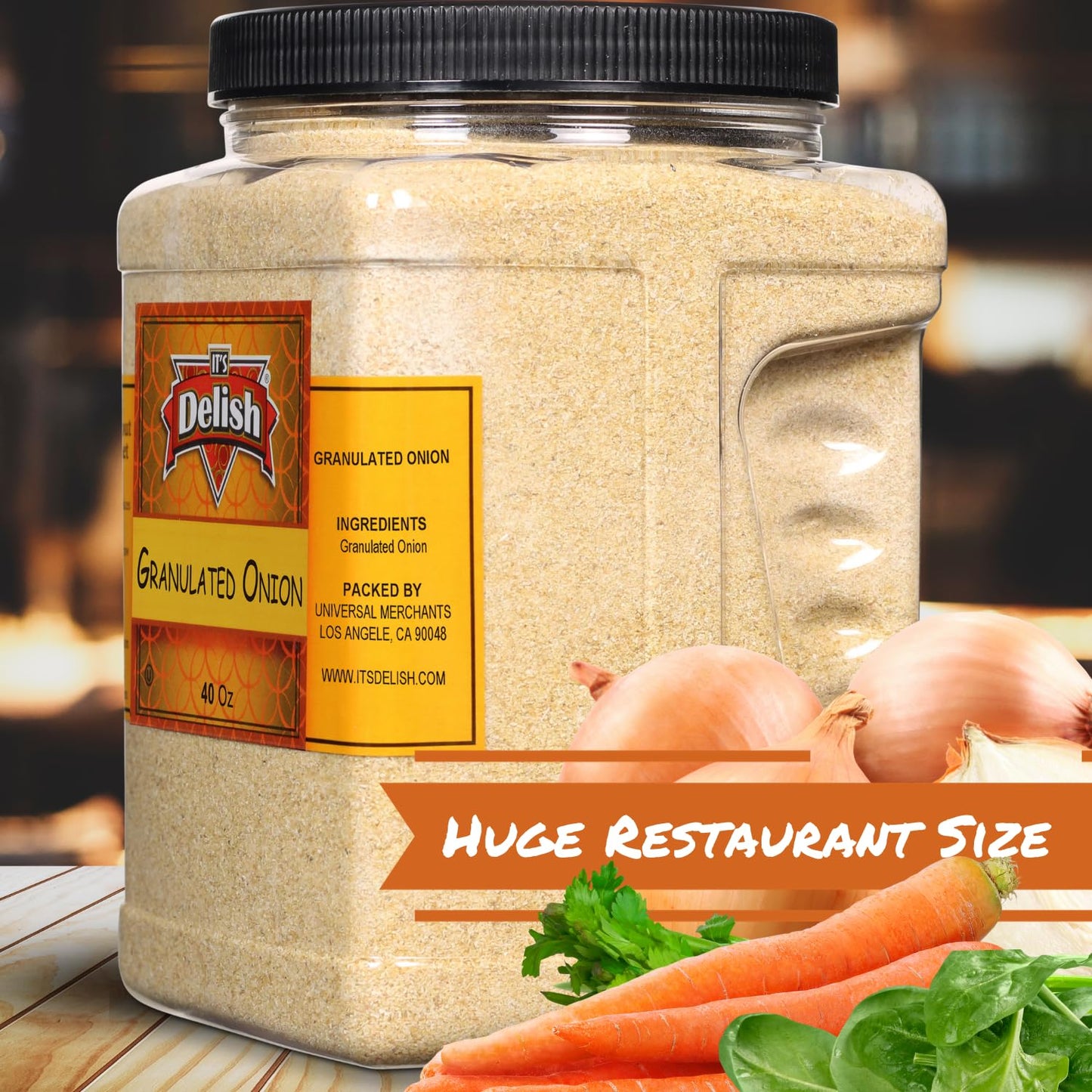Granulated Onion by It’s Delish, 40 OZ Jumbo Container (Jar) | Gourmet Onion Granules for Fresh Falvor, All Natural Dehydrated Onion Spice | Certified