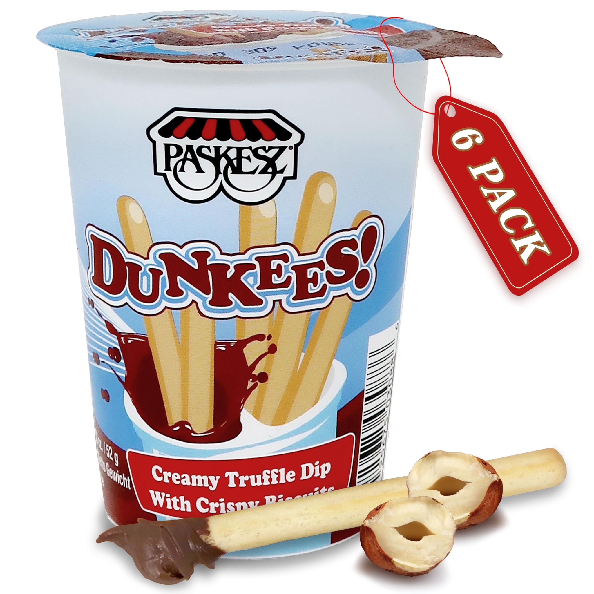 Hazelnut Cocoa Spread with Biscuit Sticks - 6 Pack Individual Kids Travel Snacks On The Go Treats for Kids - Kosher Certified - Stocking Stuffers