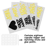 18pcs Black Gold Glitter Dessert Cupcake Pick for Straight Outta 1998 Cheer to 28 Years Old Theme Decor Supplies Happy 28th Birthday Party Decoration