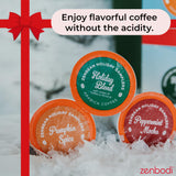 Zenbean Holiday Sampler - 12 Holiday K Cups, Nootropic Coffee Capsules, Works with Capsule Machines, Holiday Blend (with Notes of Toffee and Almond)