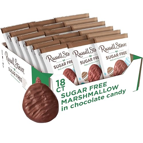 Russell Stover Easter Sugar Free Marshmallow Chocolate Candy Easter Egg, 1.3 oz each (Pack of 18)