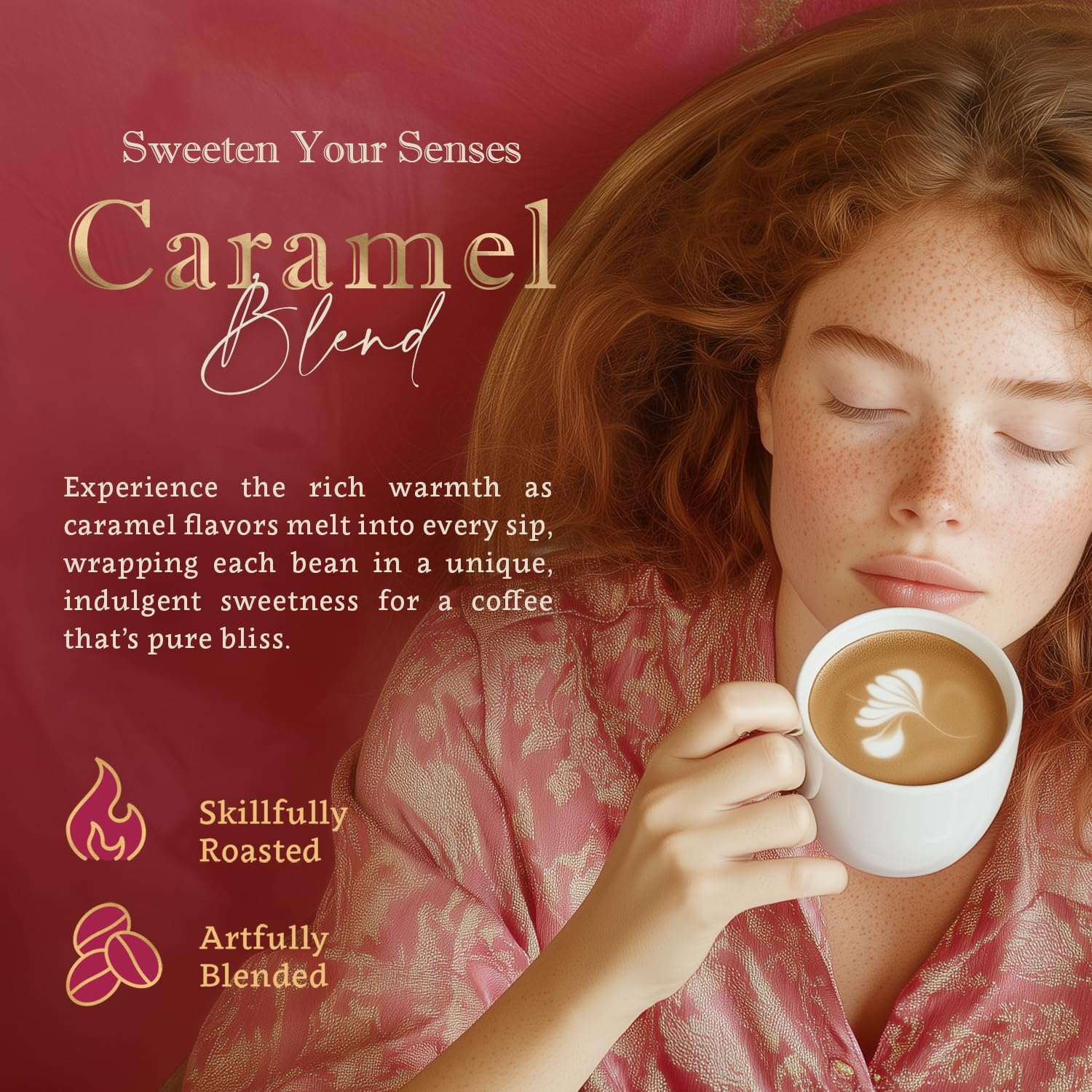 Caramel Flavored Whole Bean Coffee, Organic Medium Roast, 100% Arabica, Single Origin Dominican, Naturally Flavored, No Added Sugar, 16 oz, by Coffea