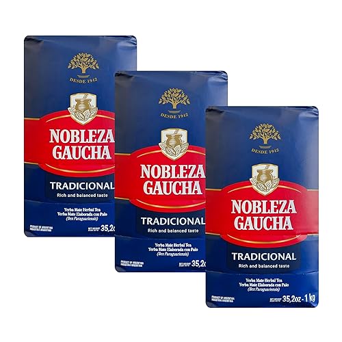 Nobleza Gaucha Yerba Mate Herbal Tea with Sterm | Traditional Argentina Brew USA-Specific Packaging 2.2 lbs - 3 Packs