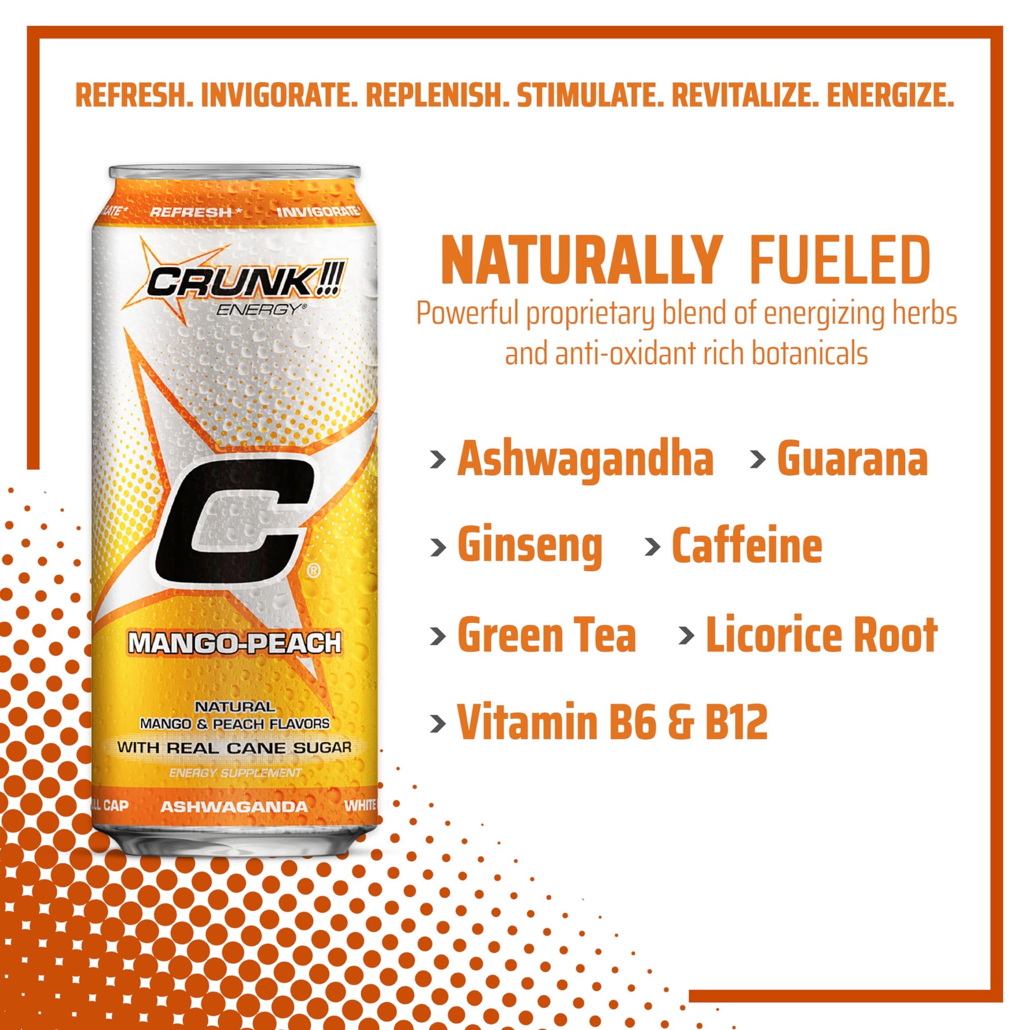 CRUNK!!! Energy Mango-Peach 16oz 24pack