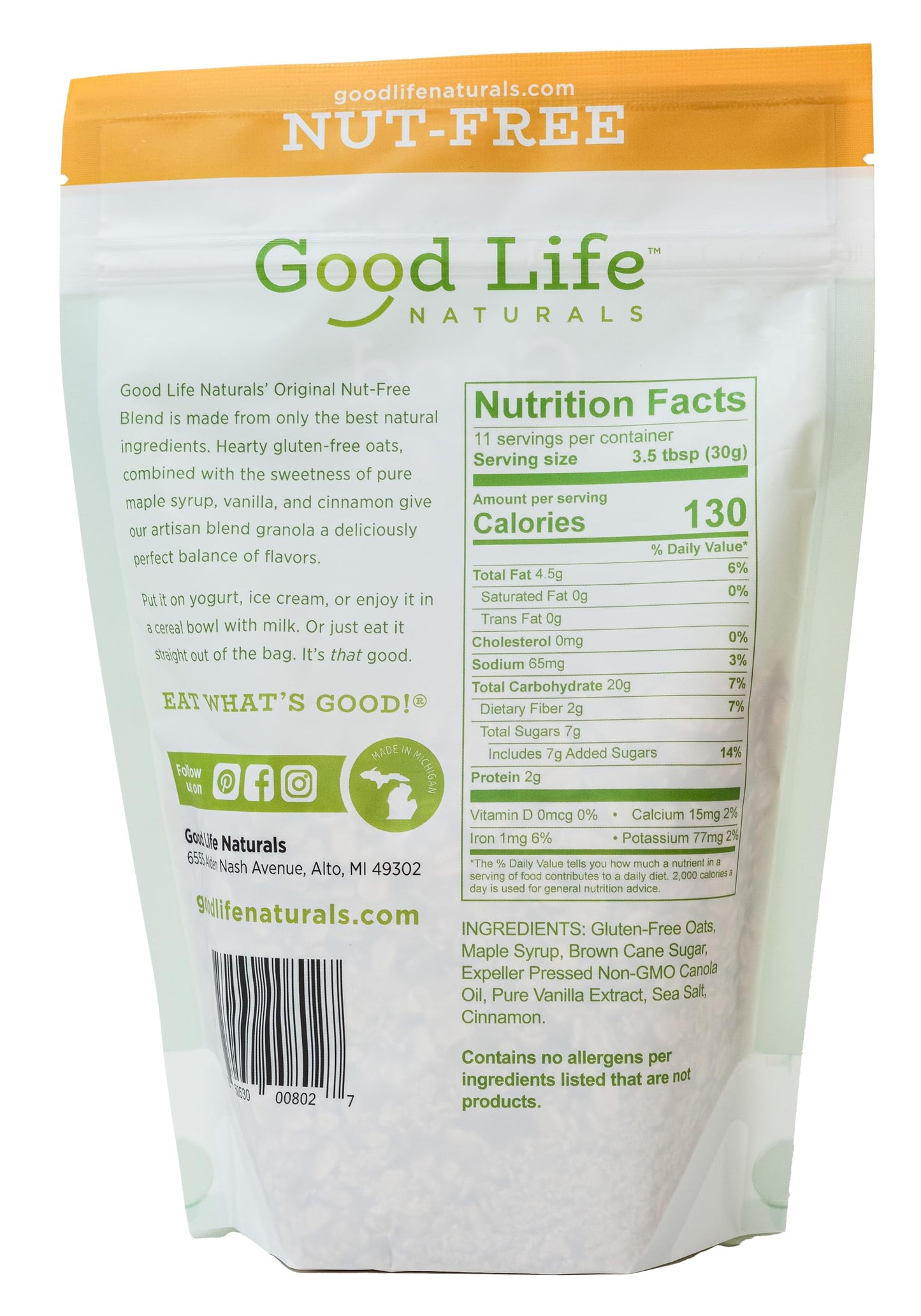 Good Life Natural’s Granola Cereal | Artisan Blended Energizing Granola Flakes | Healthy Nut Free Blend | No Artificial Flavoring or Sweeteners |