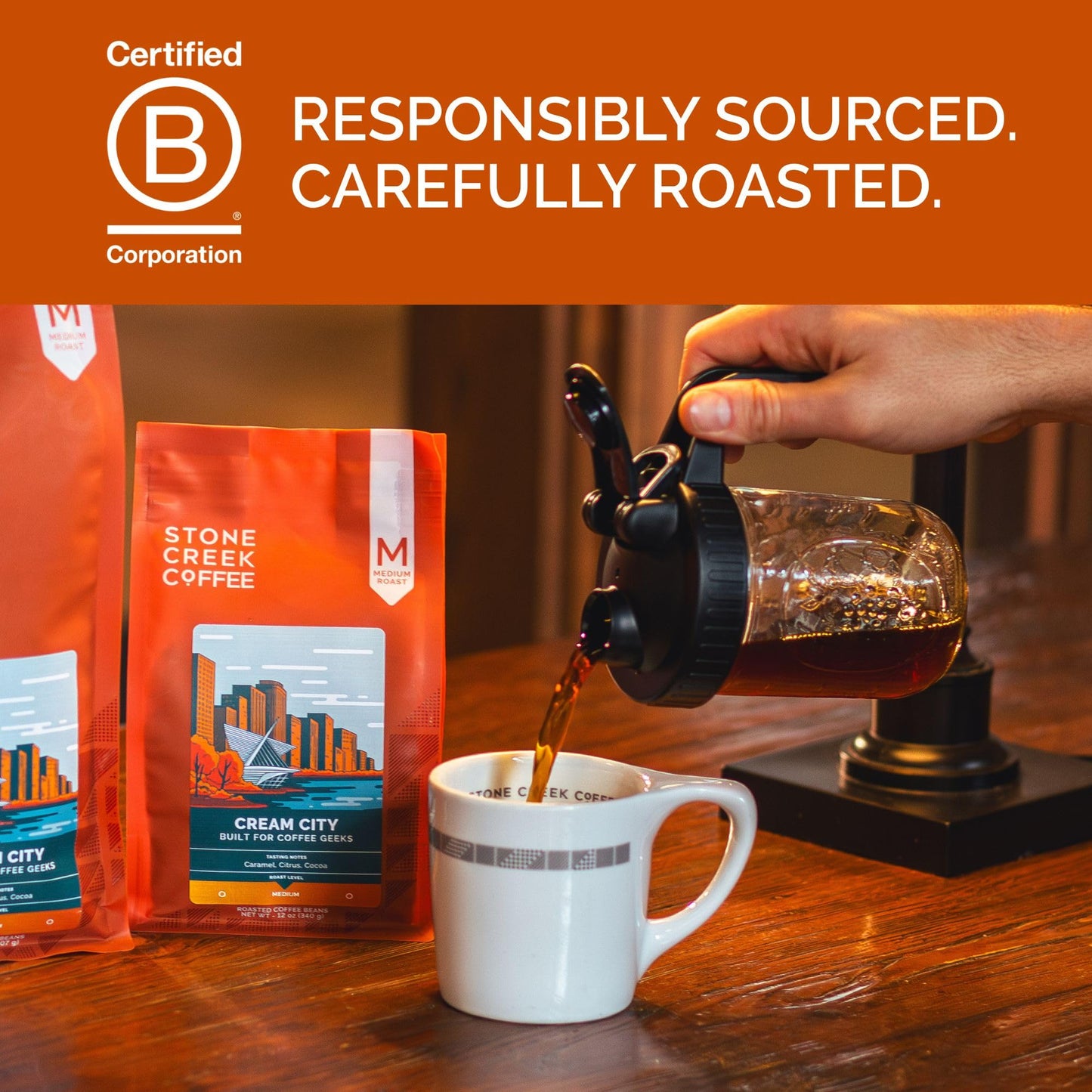 Stone Creek Coffee Medium Roast Ground Coffee - 12 Ounce (Pack of 1) - Specialty Smooth and Sweet Fresh Roasted Coffee Beans with Fruity/Chocolate