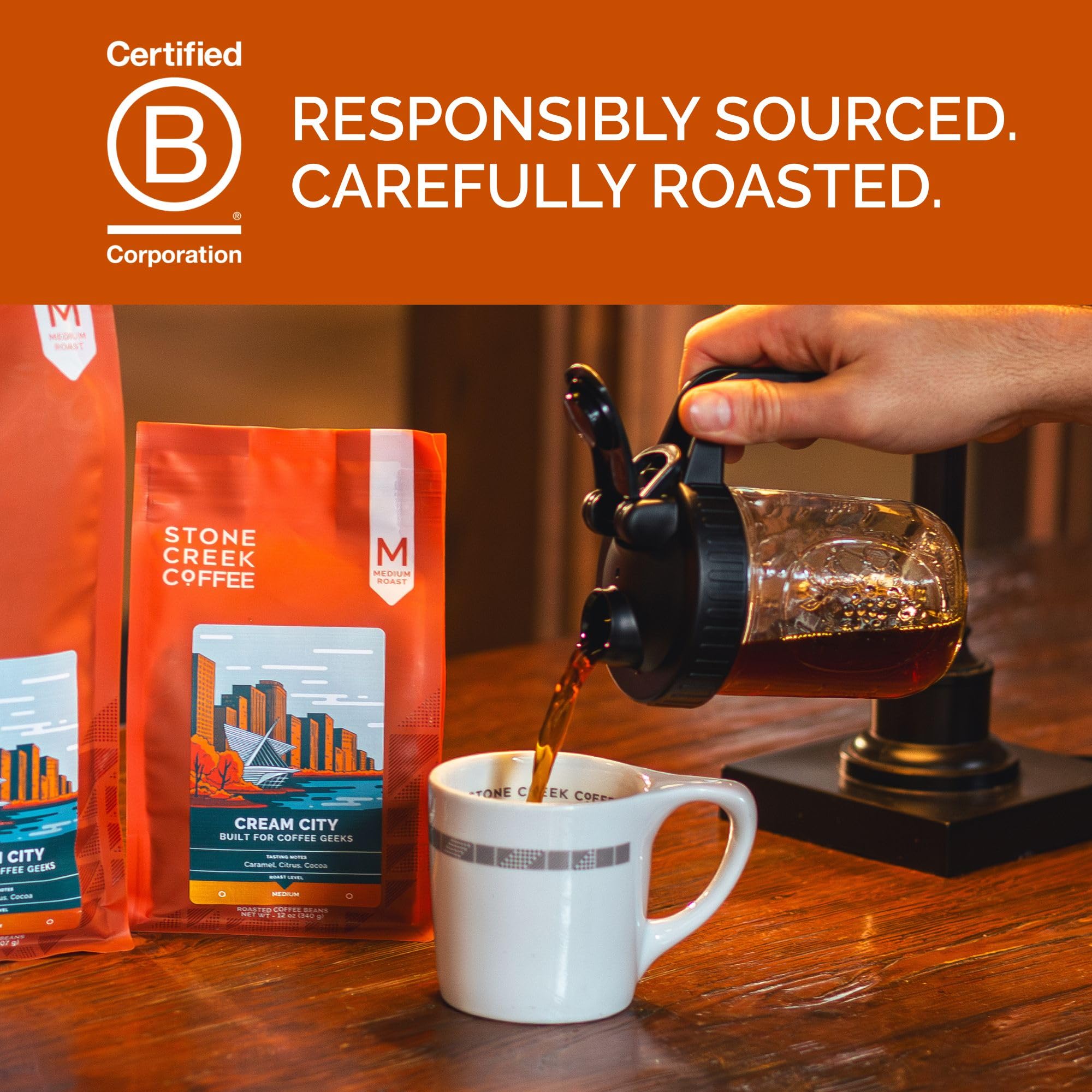 Stone Creek Coffee Medium Roast Ground Coffee - 12 Ounce (Pack of 1) - Specialty Smooth and Sweet Fresh Roasted Coffee Beans with Fruity/Chocolate