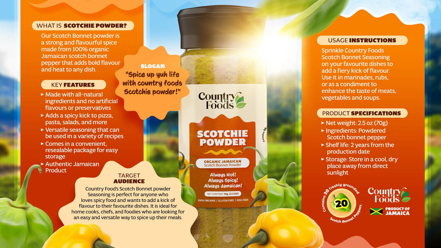 Country Foods All Natural Jamaican Scotch Bonnet Powder, 2.5 oz, Gluten-Free