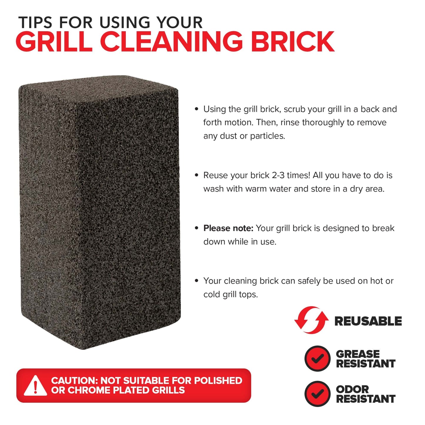 Stock Your Home Grill Cleaning Brick (12 Pack) Heavy Duty Pumice Stone for Flat Tops and Griddles, Blackstone Griddle Cleaner, Non-Scratch Grill Block