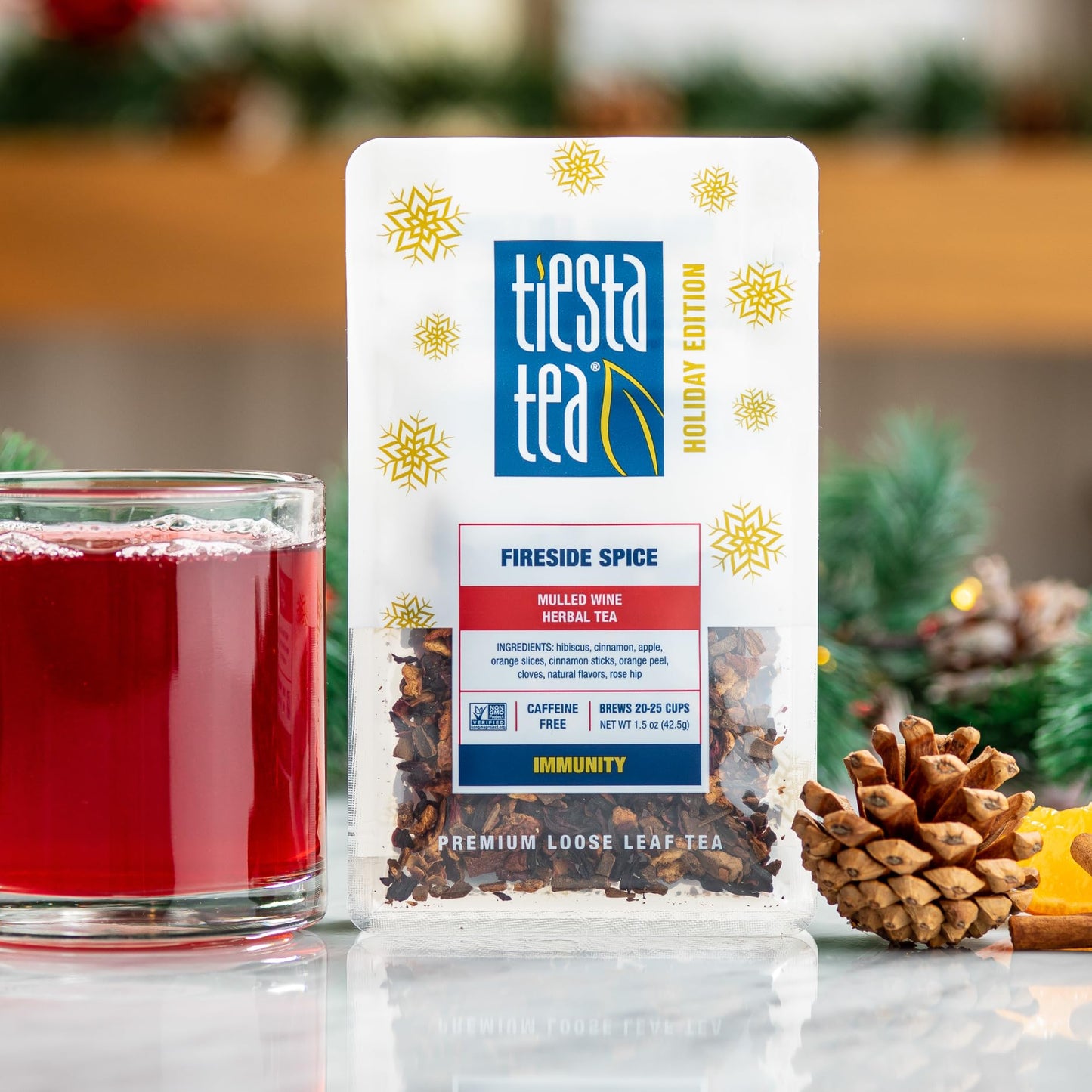 Tiesta Tea - Santa's Bag Tea Gift Set, High to Non-Caffeinated Assorted Blends, 5 Individual Resealable Pouches for Hot & Iced Brews Variety Pack