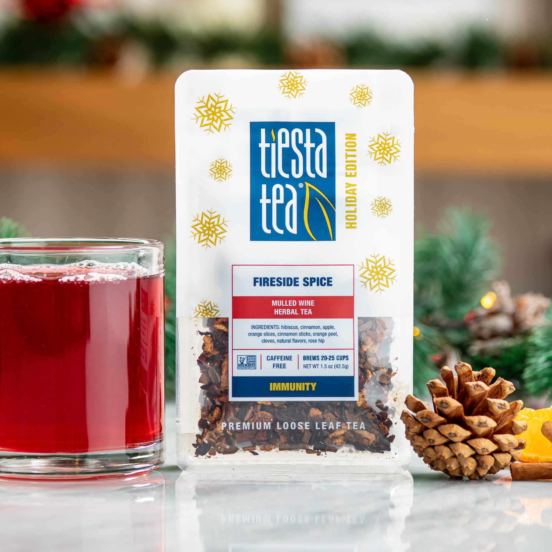 Tiesta Tea - Santa's Bag Tea Gift Set, High to Non-Caffeinated Assorted Blends, 5 Individual Resealable Pouches for Hot & Iced Brews Variety Pack