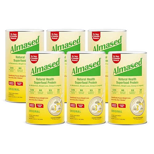Almased Meal Replacement Shake - 6 Pack - Plant Base Protein - Non GMO, Gluten Free,17.6 oz - (6 Pack)