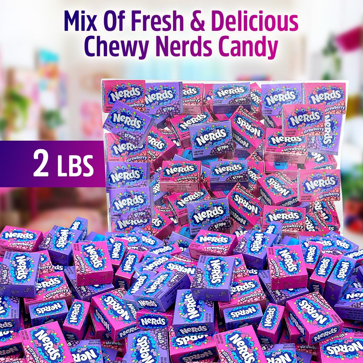 Bulk Candy 2lbs Pack - Mini Boxes Grape and Strawberry Hard Candy, Candy Mini Boxes - Delicious Individually Wrapped Candy for Easter, Kids, Office