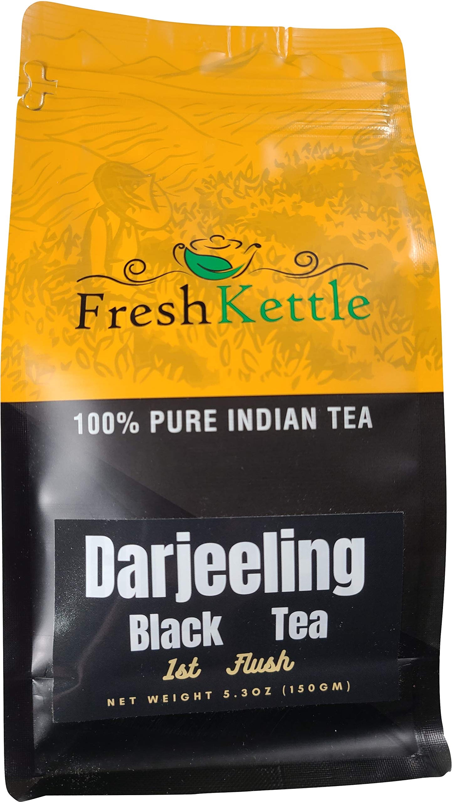 TEESTA - Darjeeling FIRST Flush Black Tea Leaves from Freshcarton | 5.3oz / 150gm / 70cups | Light color, Flowery, Aromatic & Mild Astringency |