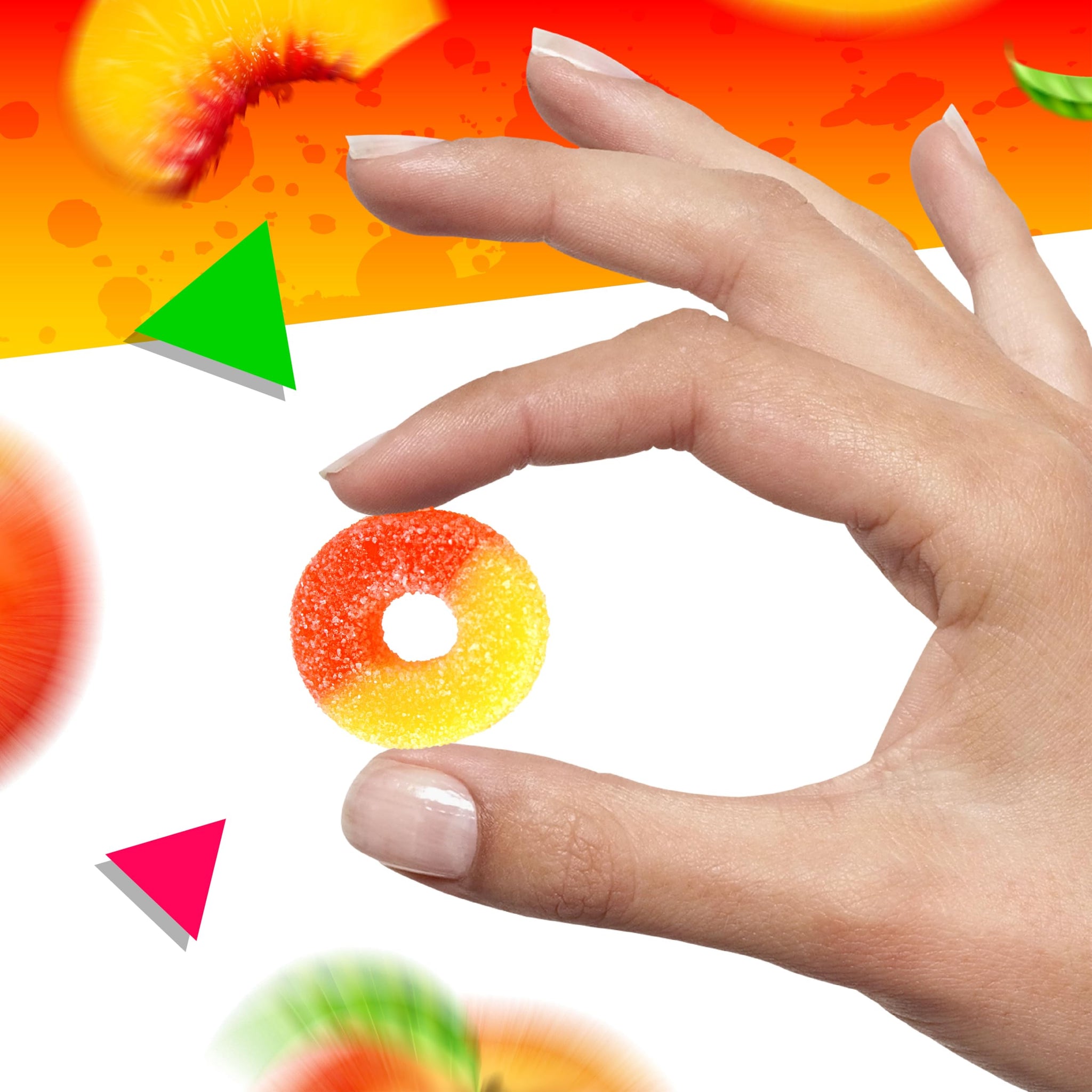 Peach Rings Gummy Candy, Soft and Chewy Snack (1 Pound Bag)