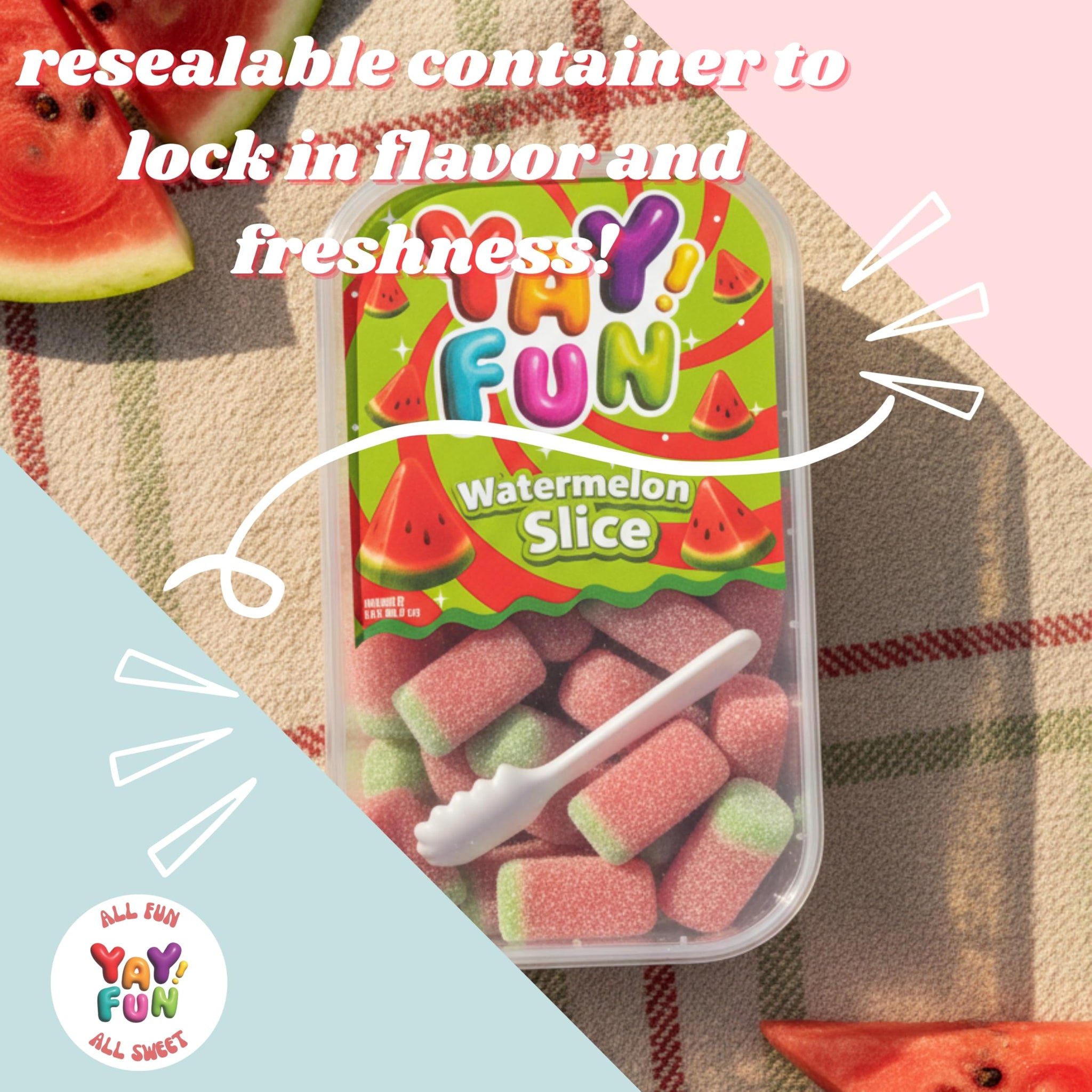 Halal Sour Gummy Watermelon Slices | 6 Pack Bundle (6x7 oz Tubs) | Chewy Sugar-Coated Watermelon Slice Gummy Candy | Resealable Tubs in Bulk