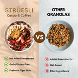 Struesli Cacao & Coffee Organic Granola, Grain & Gluten Free, Healthy Snacks with Cacao, Coffee, Tiger Nuts, Pecans, Walnuts, Hemp Hearts & Coconut