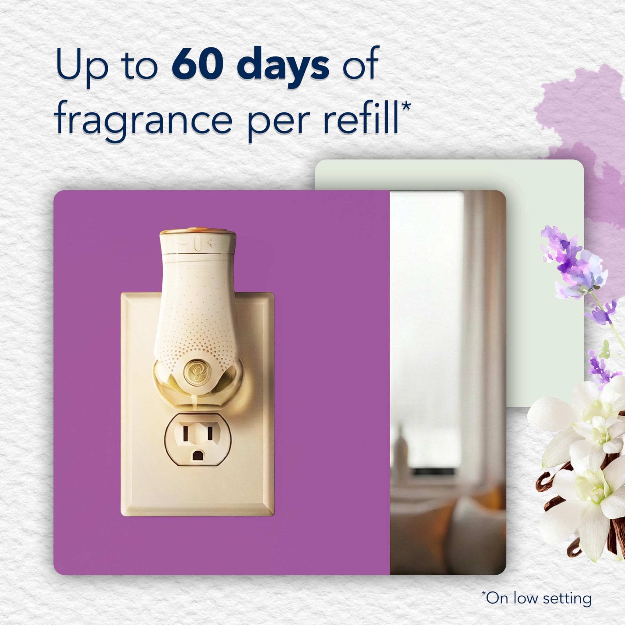 Glade PlugIns Refills Air Freshener, Scented and Essential Oils for Home and Bathroom, Lavender & Vanilla , 1.34 Fl Oz, 2 Count (Pack of 1)
