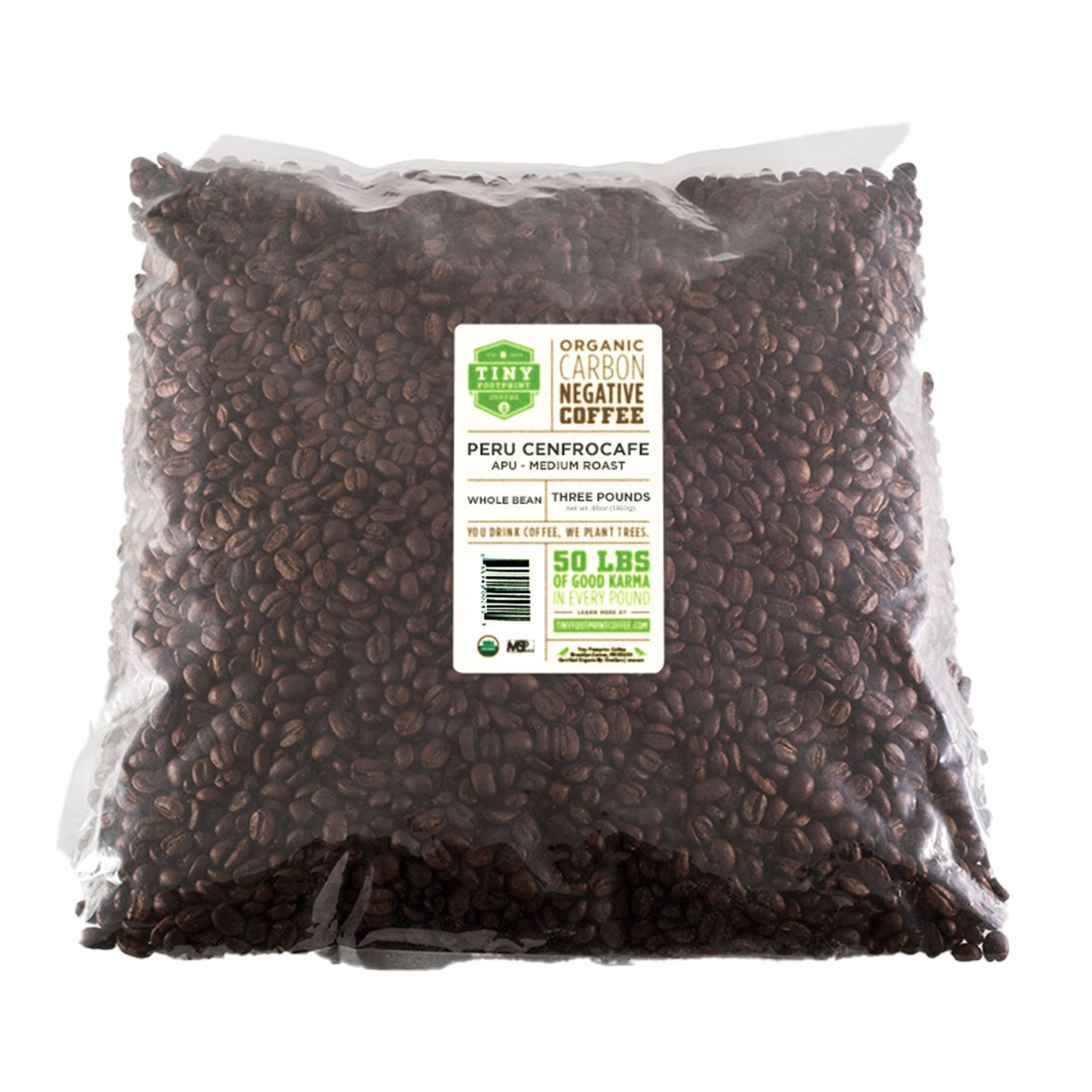 Tiny Footprint Coffee - Fair Trade Organic Peru APU Medium Roast - Whole Bean Coffee, USDA Organic & Carbon Negative - You Drink Coffee, We Plant