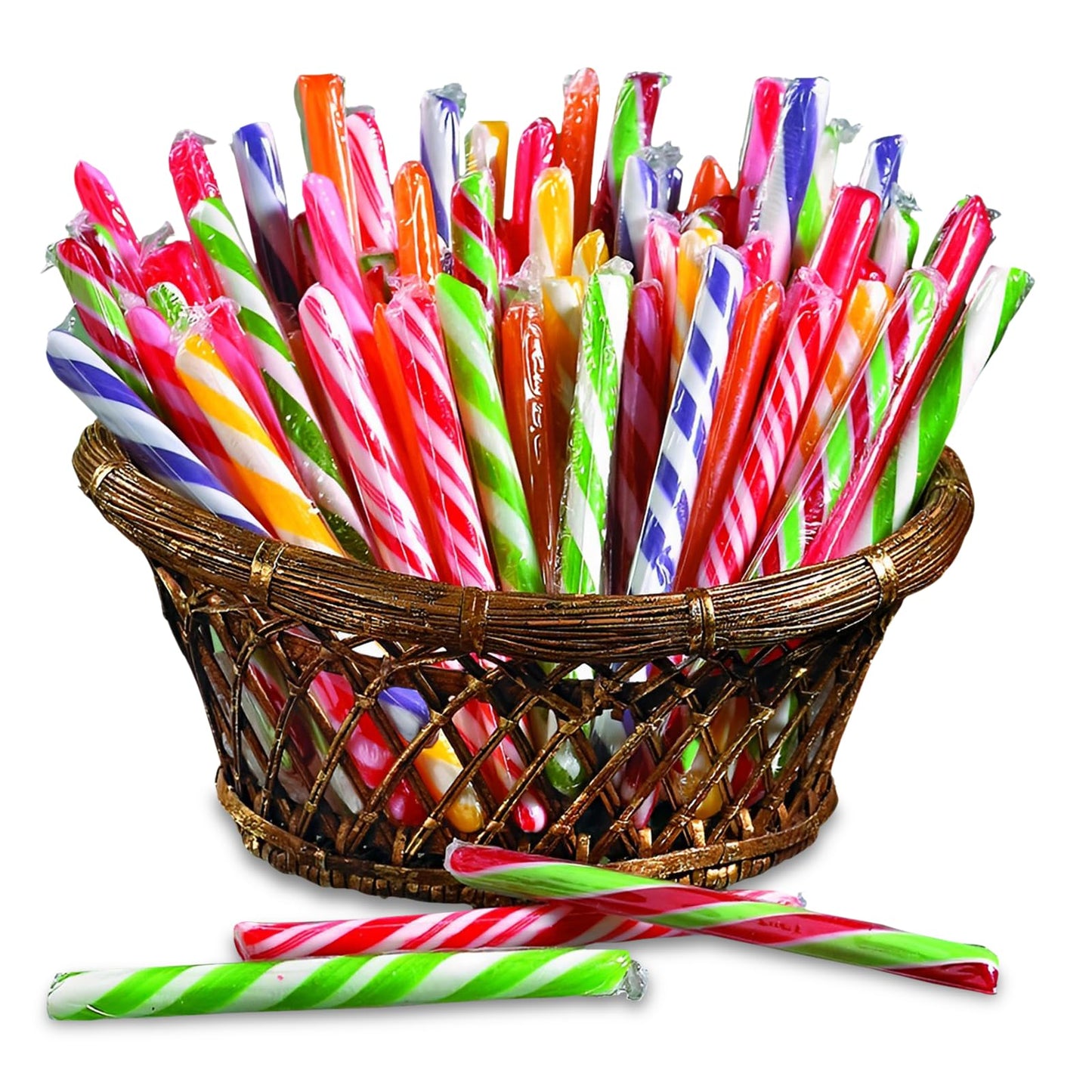 Fun Express Candy Canes Bulk Individually Wrapped - 80 Peppermint Candy Sticks Christmas Candy Assorted Flavors | Perfect for Holiday Parties