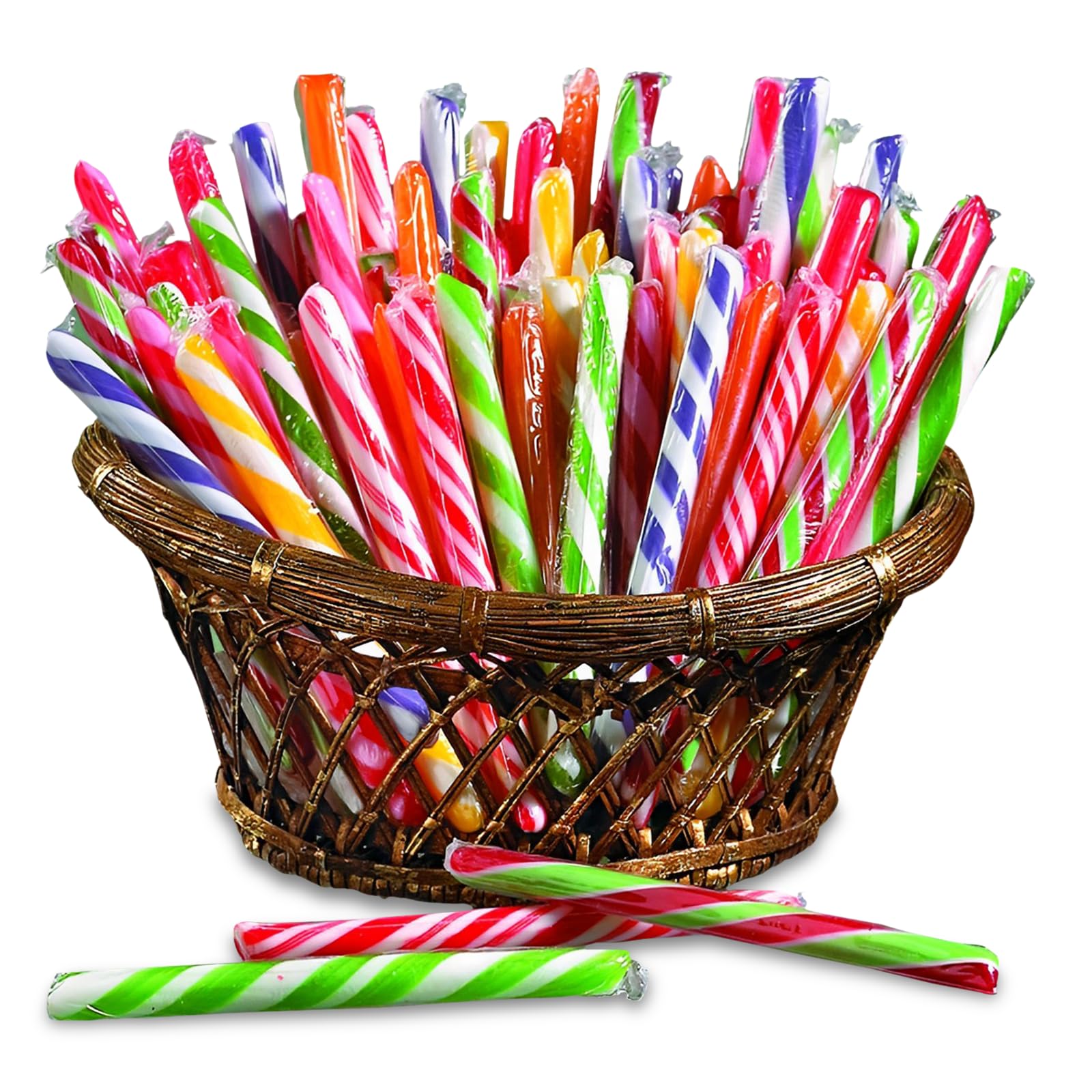 Fun Express Candy Canes Bulk Individually Wrapped - 80 Peppermint Candy Sticks Christmas Candy Assorted Flavors | Perfect for Holiday Parties