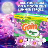 Gain dryer sheets Plus Wrinkle Release, Moonlight Breeze Scent, 120 Count, Fights static with a touch of scent, laundry sheets