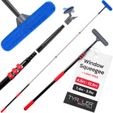 Tyroler Professional Window Squeegee with Extension Pole | 4.5-12.9ft Squeegee for Windows Cleaning | Outdoor Window Cleaner Tool, Windows Washing Kit