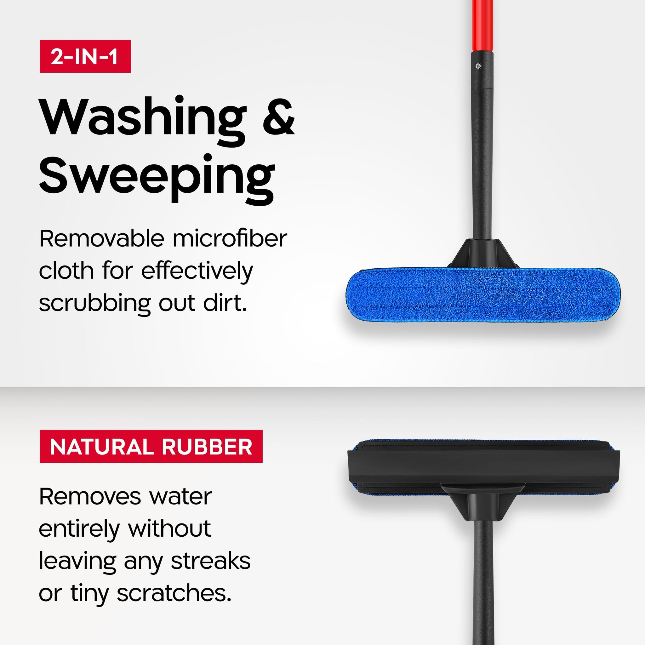 Tyroler Professional Window Squeegee for Home,1 ft-12.5 ft Long Squeegee for Window Cleaning, 2-in-1 Window Cleaning Squeegee Kit, Indoor & Outdoor