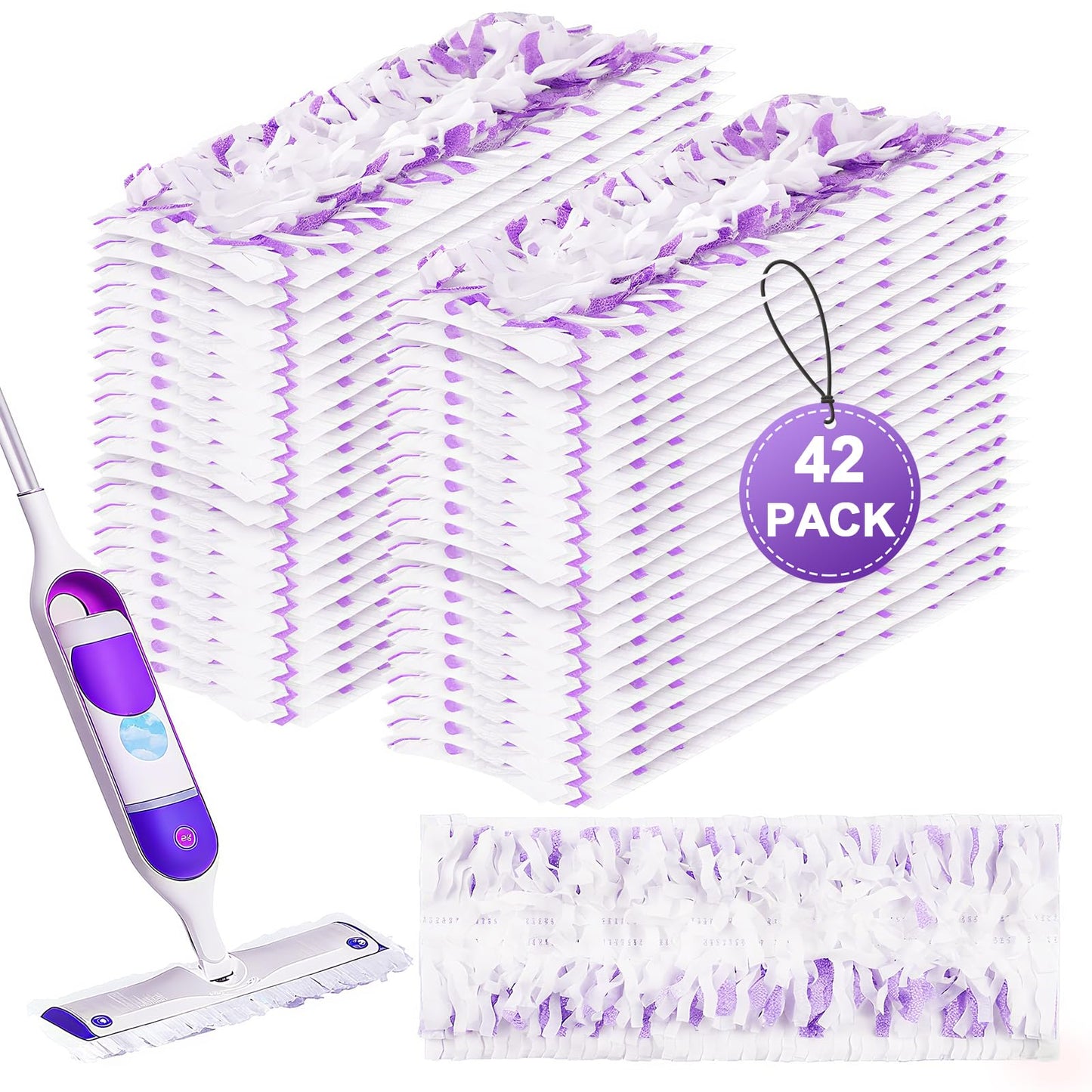 42 Pack Disposable Power Mop Pads for Swiffer PowerMop, 5X Power Mop Refills for Cleaning, 14-Layer Unscented Thickened Multi-Surface Replacement