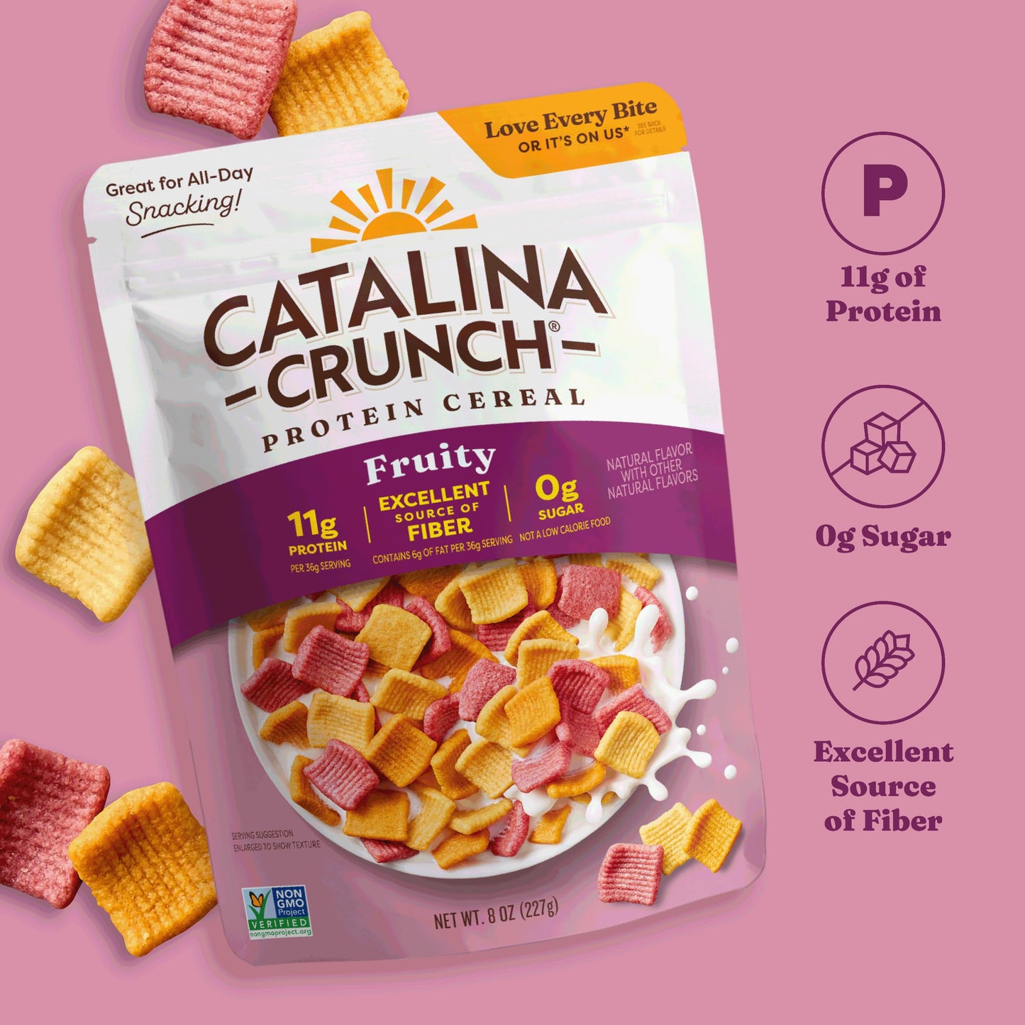Catalina Crunch Protein Cereal - Sugar Free Breakfast Cereal with 11g of Protein - Gluten Free - Fruity - 8 oz. Bag (Pack of 1) (Packaging May Vary)
