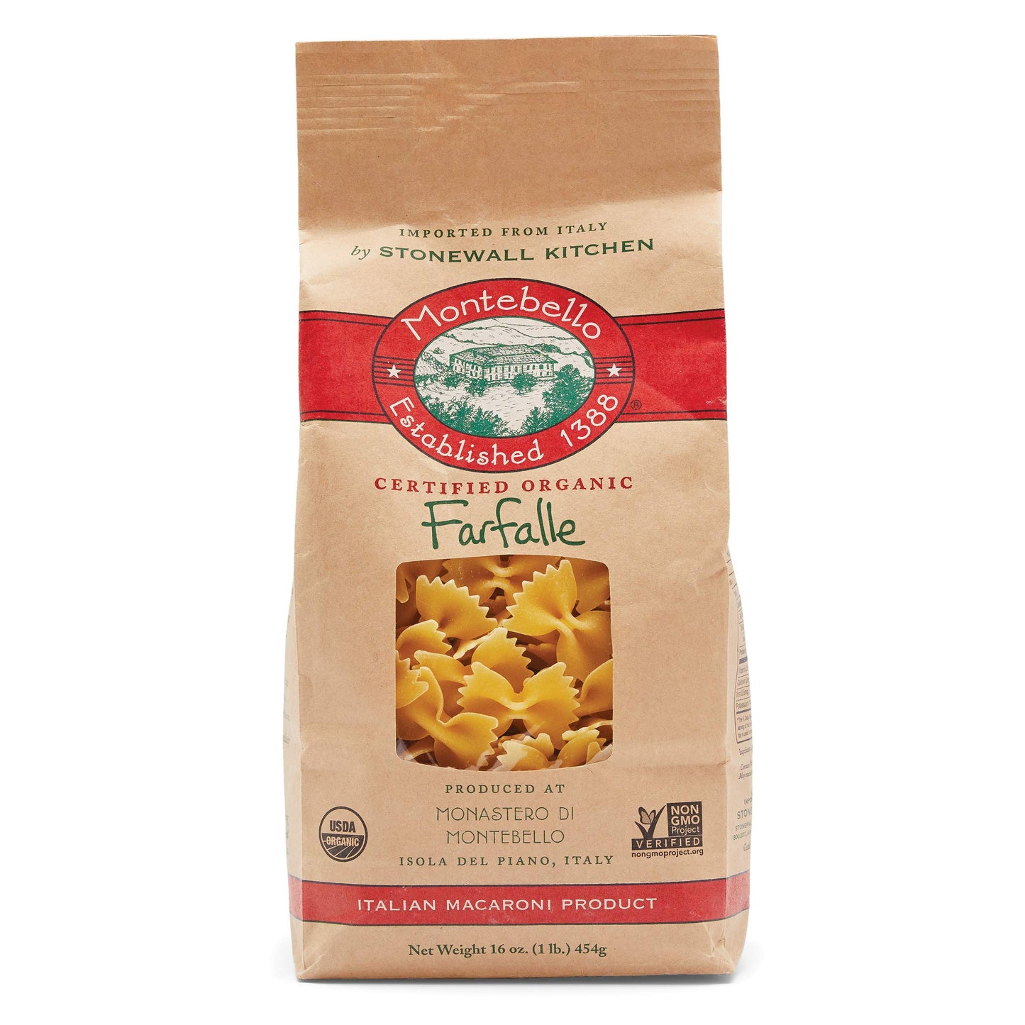 Montebello Organic Farfalle, 1 lb (4-Pack)