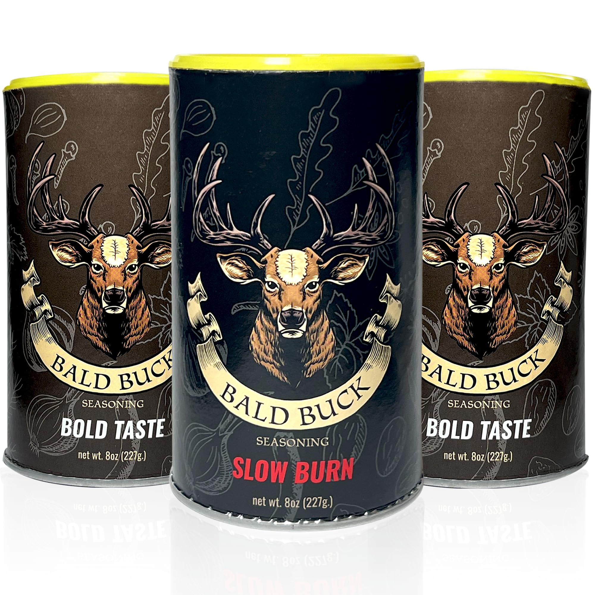 Bald Buck Seasoning Pack of 3, 8 Oz (2 Bold Taste + 1 Slow Burn) | Rib Rub BBQ Chicken Seasoning | BBQ Rubs for Smoking |