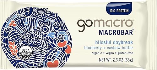 GoMacro Macrobar Organic Vegan Protein Bars - Blueberry + Cashew Butter (2.3 Ounce Bars - Pack of 1)