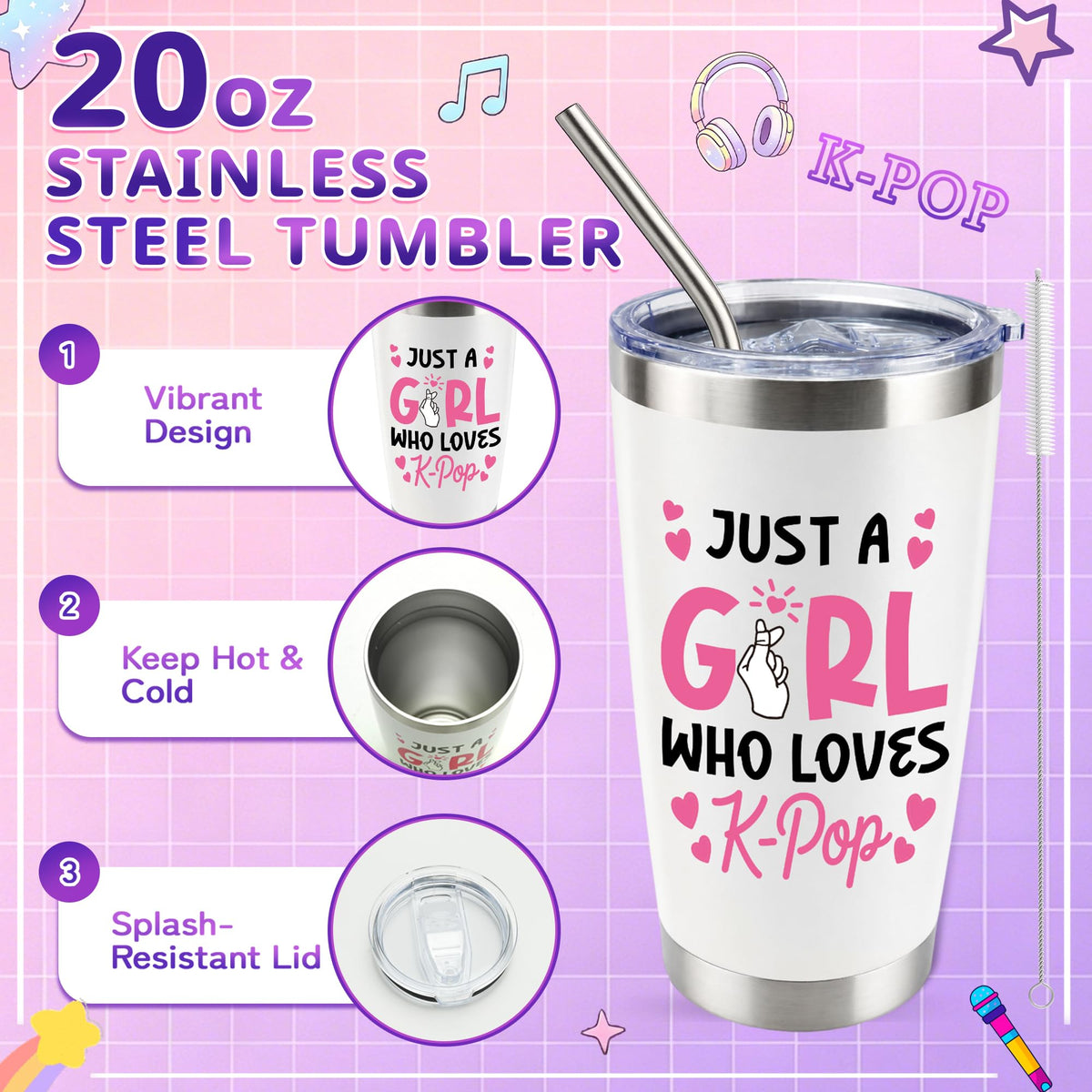 MerriBox Kpop Gifts for Girls - Stainless Steel Tumbler, Canvas Tote Bag, Socks & Keychain - Kpop Accessories Christmas Birthday Gift for Kpop Girls